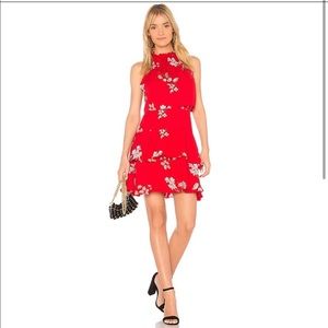 BB Dakota floral red mini dress with high neck